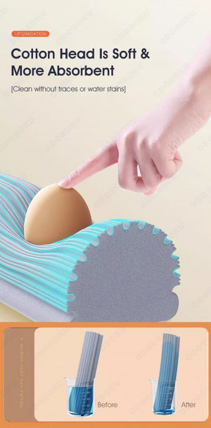 ODOROKU PVA Sponge Hands Free & Folding Magic Mop Collodion Mop Butterfly Sponge Floor Mop High Absorption Rate with 2 Mop Pads 33cm Sponge Mop Quick Dry Head Free Hand wash Folding Water-Absorbent Squeeze Dry Rubber Mop - ODOROKU