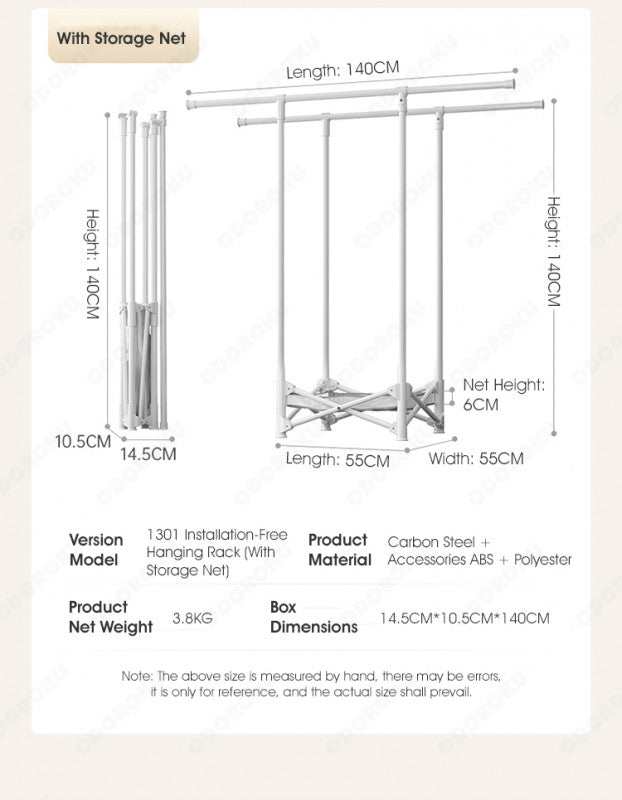 ODOROKU Foldable & Free Standing White Clothes Clothes Laundry Rack Collapsible Clothes Rack Laundry RackS Foldable Portable Space Saving Clothes Drying Rack High Capacity - ODOROKU