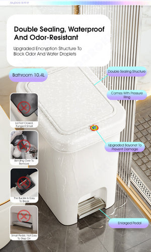 ODOROKU Hand Press/Foot Pedal Flip Up Rubbish Bin With Lid Plastic 2 Ways Opening Foot Pedal Garbage Bins Trash Bin Garbage Can Waste Bin Dustbin Recycling Bin For Living Room Kitchen Bedroom Bathroom 7.3L/10.4L/16.5L/21.5L - ODOROKU