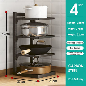 ODOROKU 2/3/4 Tiers Heavy Duty Pots and Pans Organizer Under Sink Organizer Pot Rack Pot Organiser - ODOROKU