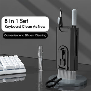 ODOROKU 8 In 1 Cleaning Kit for Keyboard Earphones Screen Cleaner Brush Cleaning Tools With Built In Nozzle Cleaning Spray Keyboard Dust Cleaning Kit Laptop Cleaner Camera PC Monitor Earbud Tablet Keyboard Key Puller - ODOROKU