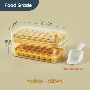 ODOROKU 32/64pcs One Press Release Ice Cube Tray with Lid Bin and Scoop Easy Release Ice Trays for Freezer Large Capacity Ice Tray Holder Whiskey Cocktail Ice Box Ice Jelly Mold Food Grade Quick Release Ice Cubes - ODOROKU