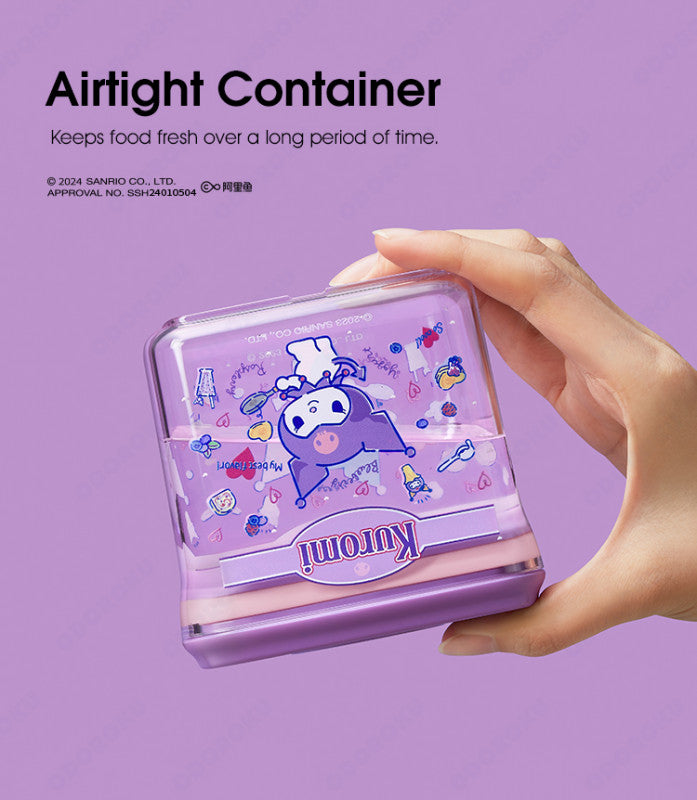 ODOROKU x Ankou Pop-Up Airtight Food Storage Container Combo of 3 Sanrio Collection with Gift Box Stackable Storage Containers for Pantry Organization Kuromi Hello Kitty Cinnamoroll Design 320ml 500ml 1200ml - ODOROKU