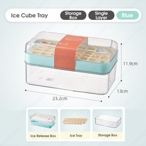 ODOROKU 30/60 Pcs Ice Cubes One Button Press Release Ice Cube Tray with Lid and Bin Double Layer Quick Release Design Ice Storage Box Ice Maker Mold for Freezer with Container Food Grade BPA Free - ODOROKU