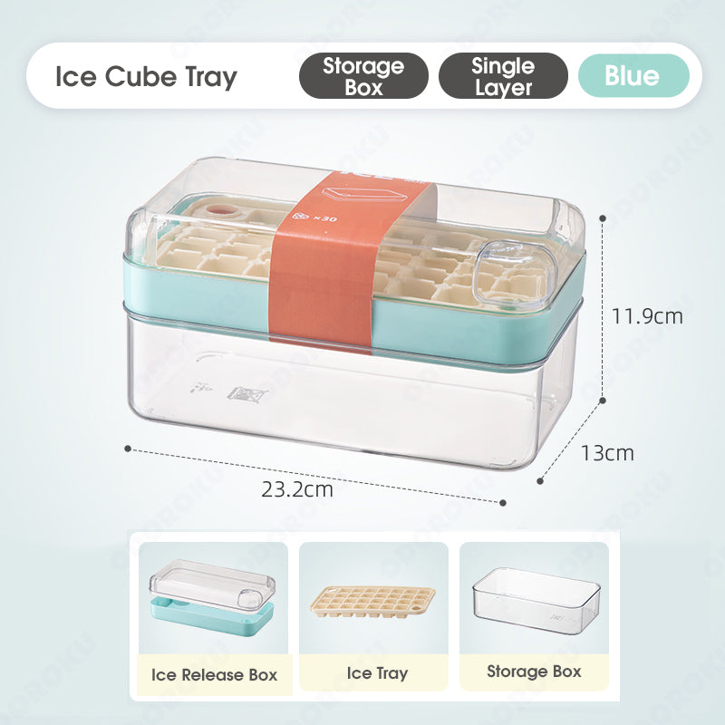 ODOROKU 30/60 Pcs Ice Cubes One Button Press Release Ice Cube Tray with Lid and Bin Double Layer Quick Release Design Ice Storage Box Ice Maker Mold for Freezer with Container Food Grade BPA Free - ODOROKU