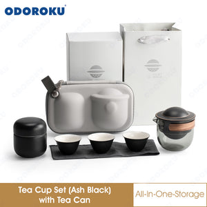 ODOROKU Handmade Travel Ceramic Chinese Tea Set with Tea Pot and Tea Cups with Portable Bag Teacup Portable Bag for Home Office Outdoor Picnic - ODOROKU