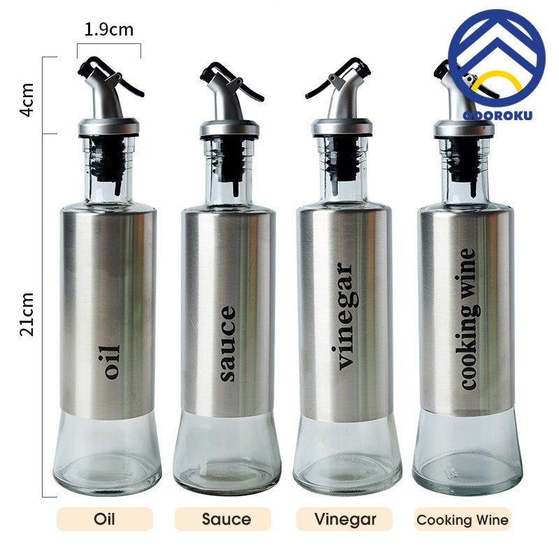 ODOROKU Olive Oil Vinegar Sauce Dispenser Bottle 300ml Dispenser Attached Cap for Easy Cover 1 Piece - ODOROKU