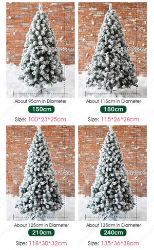 ODOROKU 150/180/210cm Premium Flocked Artificial Christmas Tree Luxury Premium 5ft 6ft 7ft White Christmas Tree Christmas Decors with Stand Durable Pine Tree for Home Office Shopping Center Party - ODOROKU