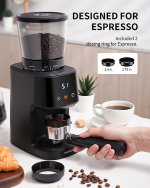 ODOROKU Conical Burr Coffee Grinder with Digital Timer Display, Electric Coffee Bean Grinder with 31 Precise Settings for Espresso/Drip/Pour Over/Cold Brew/French Press, Matte Black - ODOROKU