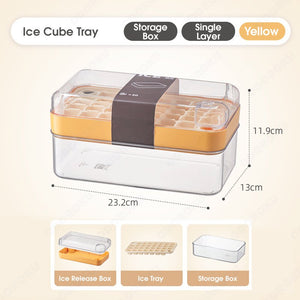 ODOROKU 30/60 Pcs Ice Cubes One Button Press Release Ice Cube Tray with Lid and Bin Double Layer Quick Release Design Ice Storage Box Ice Maker Mold for Freezer with Container Food Grade BPA Free - ODOROKU