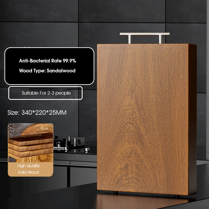 ODOROKU Thick Black Gold Solid Wood Chopping Board with Handle South America Imported Sandalwood For Chopping Meat Bone Vegetable Fruits Natural Wood Butcher Block Thich Hard Heavy Duty Cutting Board for Kitchen - ODOROKU