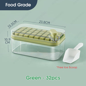 ODOROKU 32/64pcs One Press Release Ice Cube Tray with Lid Bin and Scoop Easy Release Ice Trays for Freezer Large Capacity Ice Tray Holder Whiskey Cocktail Ice Box Ice Jelly Mold Food Grade Quick Release Ice Cubes - ODOROKU