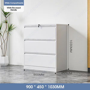 ODOROKU 2/3/4 Tiers Vertical Steel Metal File Office Cabinet Storage Drawer With Lock Office Sliding Pull Out Aesthetic Smooth Drawers Box Convenient Recessed Handle & Finger Pull High Capacity Heavy Duty Strong Load Bearing For A4 Size Files Letters - ODOROKU