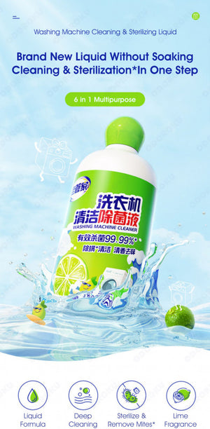 ODOROKU 5 In 1 Lime Scent Washing Machine Cleaner 500ml Washing machine Sterilizing Liquid Washing Machine Cleaner 99% Disinfecting Deodorize Mite Removal - ODOROKU