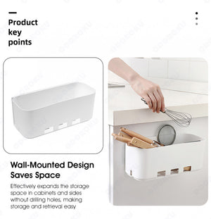 ODOROKU Self Adhesive Wall Mounted Pull Out Drawer Under Sink Organizers Slide Out Plastic Storage Drawers Sliding Basket for Kitchen Bathroom Nail free Installation White - ODOROKU