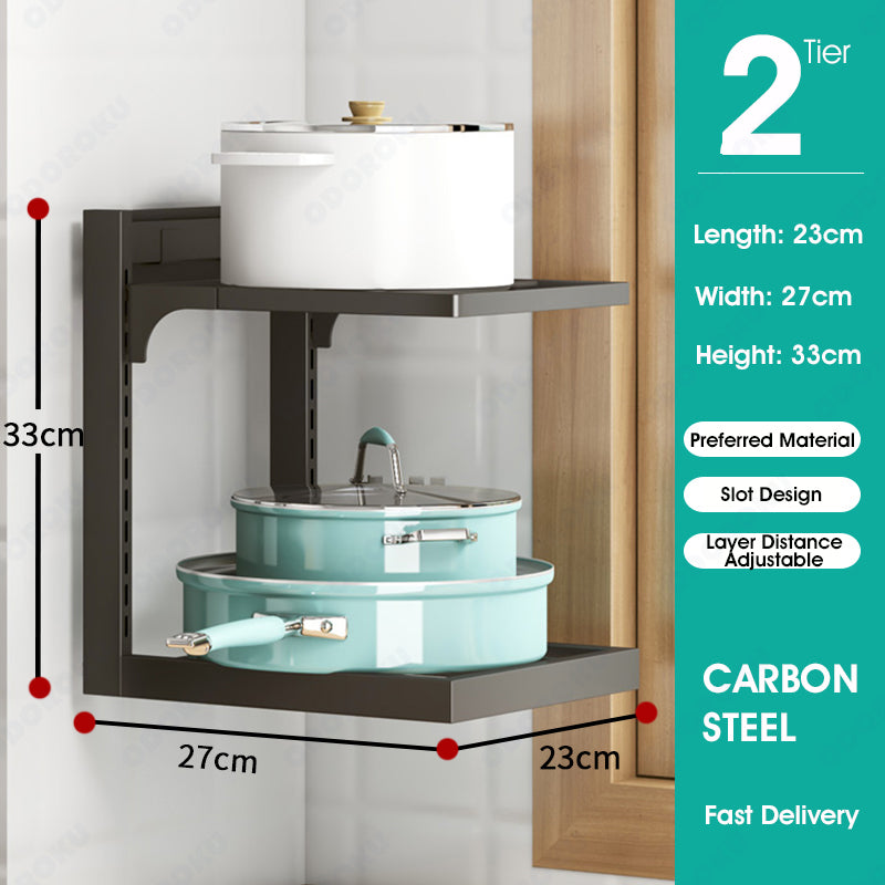 ODOROKU 2/3/4 Tiers Heavy Duty Pots and Pans Organizer Under Sink Organizer Pot Rack Pot Organiser - ODOROKU