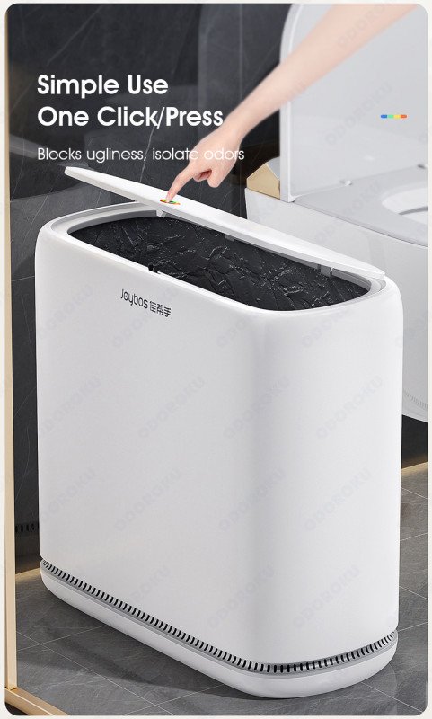 ODOROKU 12.5L Air Pressure Bagging System Flip Up Trash Can with Lid Pop-Up Garbage Cans Rubbish Ban Automatic Adsorption of Garbage Bags Waste Can for Office/Bedroom/Kitchen/Living Room White - ODOROKU