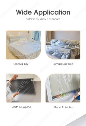 ODOROKU Pre Taped Renovation Plastic Dust Cover Protection Disposable Furniture Dustproof Cover Plastic Cover Plastic Film 4.5/4/3/1M x 20M - ODOROKU