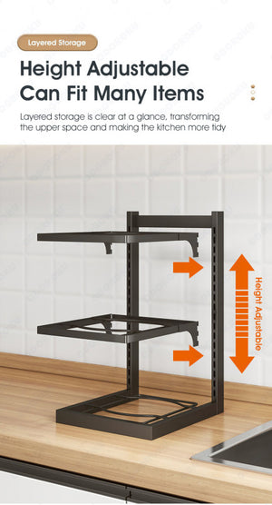 ODOROKU 2/3/4 Tiers Heavy Duty Pots and Pans Organizer Under Sink Organizer Pot Rack Pot Organiser - ODOROKU