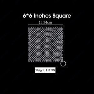 ODOROKU 316 Stainless Steel Chainmail Scrubber Metal Chain for Dish Washing Scrub for Cast Iron Pan Pot Dutch Ovens Skillet Grill Cleaning - ODOROKU