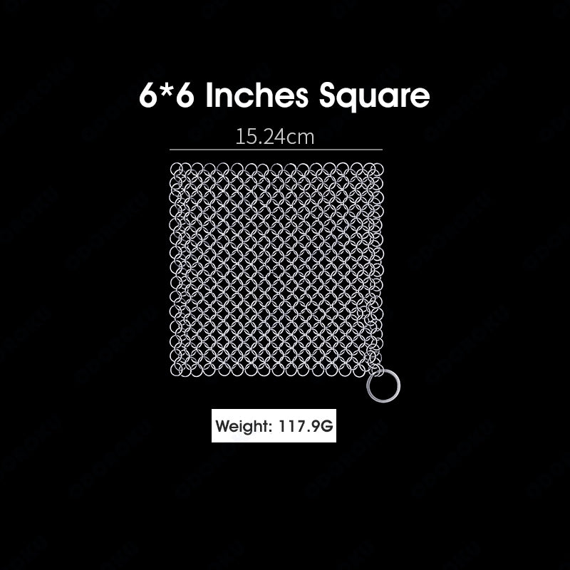 ODOROKU 316 Stainless Steel Chainmail Scrubber Metal Chain for Dish Washing Scrub for Cast Iron Pan Pot Dutch Ovens Skillet Grill Cleaning - ODOROKU