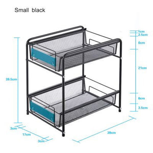 ODOROKU 2 Tier Pull Out Drawer Spice Rack Storage Rack Cabinet Multi-layer Shelf Holding Seasoning Pots - ODOROKU