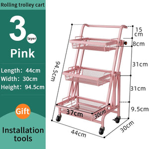 ODOROKU 3 Tiers Adjustable Angle Utility Carts with Wheels Multipurpose Rack Storage Shelf Trolley Cart Heavy Duty Shelf - ODOROKU