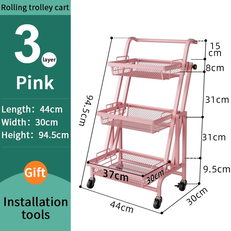 ODOROKU 3 Tiers Adjustable Angle Utility Carts with Wheels Multipurpose Rack Storage Shelf Trolley Cart Heavy Duty Shelf - ODOROKU