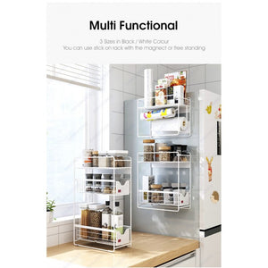 ODOROKU 1/2/3 Magnetic Refrigerator Rack With Drawer Organizer for Refrigerator Magnetic Shelf Towel Roll Holders - ODOROKU