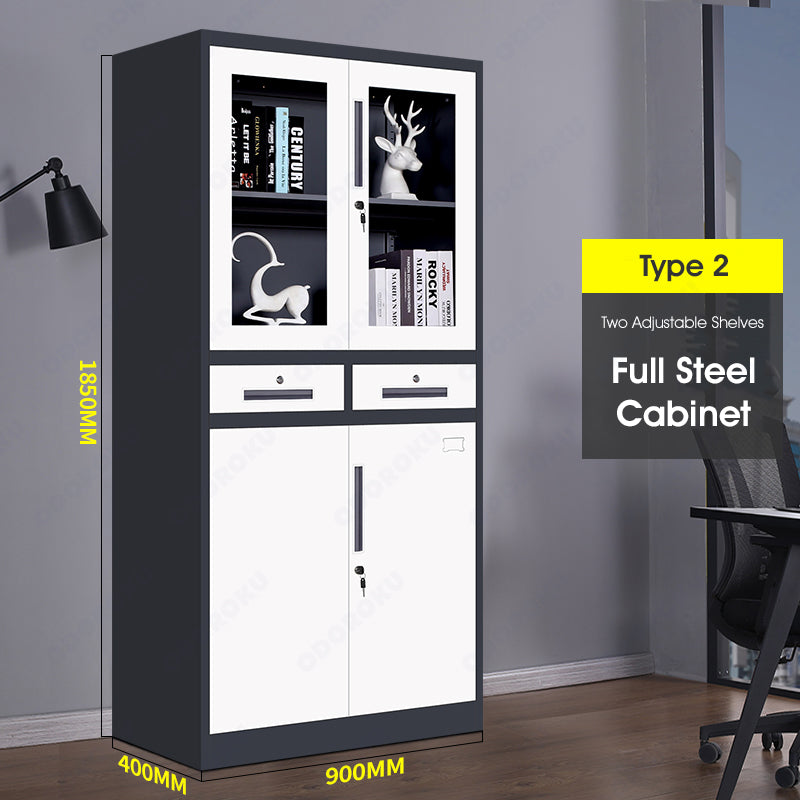 ODOROKU Black & White Office Metal Storage Cabinets High Steel Swing Door with Lockable Steel Storage Cabinet with Doors and Shelves Office Cabinet for Home Office Garage Classroom Bookshelf Home Cabinet - ODOROKU