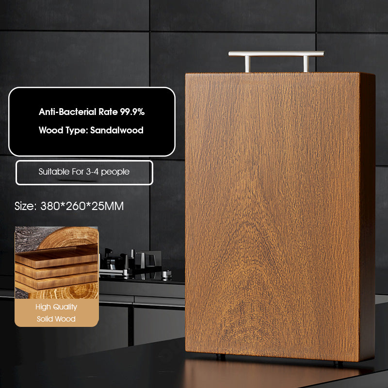 ODOROKU Thick Black Gold Solid Wood Chopping Board with Handle South America Imported Sandalwood For Chopping Meat Bone Vegetable Fruits Natural Wood Butcher Block Thich Hard Heavy Duty Cutting Board for Kitchen - ODOROKU