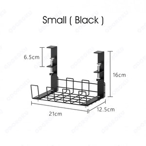 ODOROKU Undersink Office Desk Cable Management Tray Nail Free No Drill Steel Desk Cable Organizers, Wire Management Tray Cable Management Rack Desk Cable Tray with Wire Organizer and Desk Cord Organizer Black White - ODOROKU