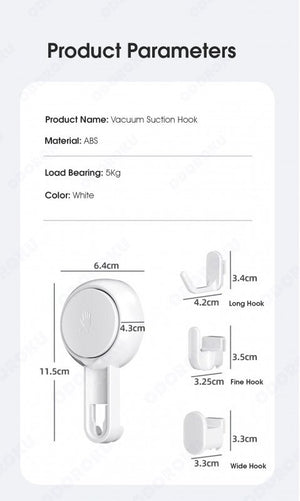 (Set of 2) ODOROKU x Taili Suction Cup Hooks One Push Suction Cup No Drilling Waterproof Heavy Duty Towel Hanger Easy to Install Shower Hanger for Bathroom Kitchen Hotel No Drilling Removable Portable Wall Hooks Waterproof White - ODOROKU