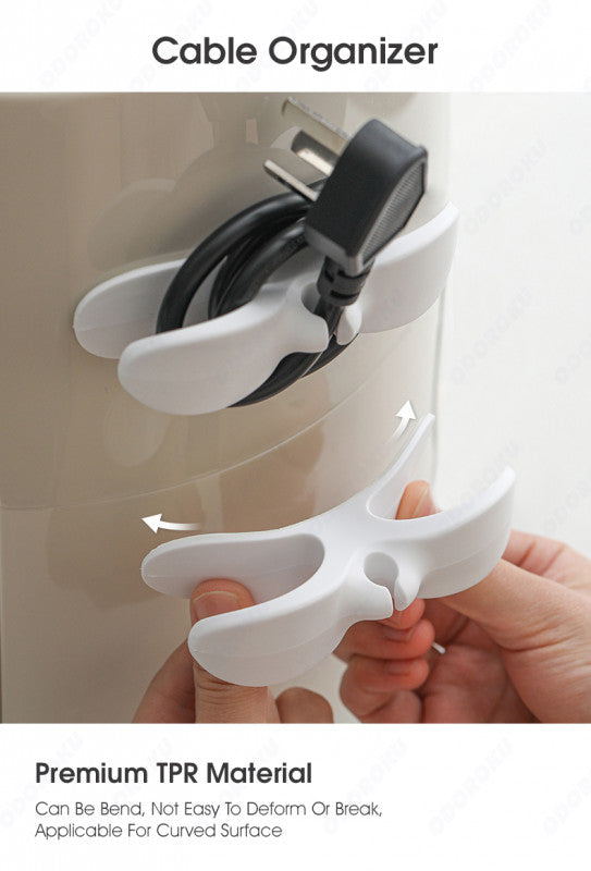 ODOROKU Upgraded Self Adhesive Cord Cable Winder Organizer Wall Mounted Kitchen Appliance Cord Winder Cable Organizer Cord Holder Cord Wrapper for Appliances Stick on Pressure Cooker Mixer Blender Coffee Maker Air Fryer Black White - ODOROKU