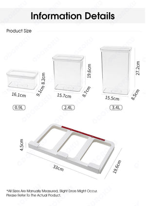 ODOROKU Hanging Pull Out Air Tight Transparent Food Container 900ml 2400ml 3400ml BPA Free Food Container Airtight Storage Container Space Saver Storage Box Stackable Organizer Boxes with Leakproof Lids for Kitchen Cabinet Pantry Organization Bathroom - ODOROKU