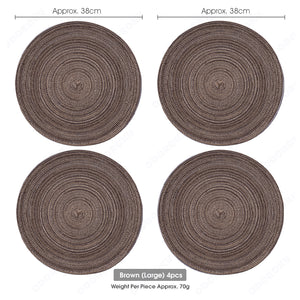 ODOROKU Set of 4 Nordic Style Round Braided Placemat Trivet Cotton Yarn Placemats Thread Weave Heat Resistant Non-Slip Pads Set Table Mat for Kitchen - ODOROKU