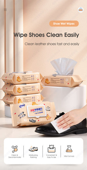 ODOROKU Leather Cleaning Wet Wipes 50 Count for Mould Mold Remover Shoe Boots Suede Shoes Heels Purse Jacket Sofa Leather Polish - ODOROKU