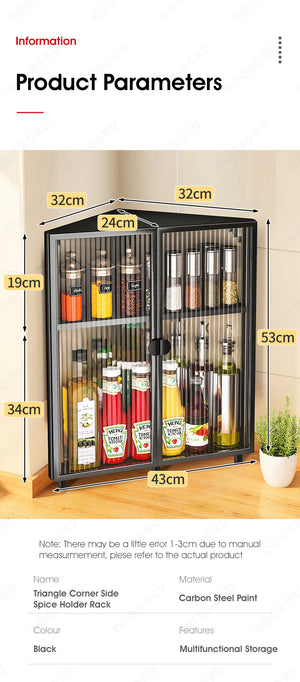 ODOROKU 2/3 Tier Kitchen Spice Rack Standing Rack Triangle Bathroom Countertop Storage Shelf Kitchen Counter Shelf Corner Spice Rack - ODOROKU