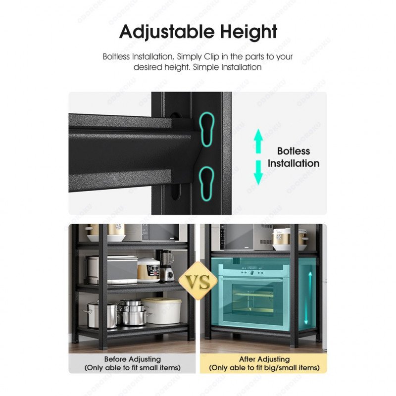 ODOROKU 3/4/5 Tier Storage Shelf Super Heavy Duty Storage Rack Anti Rust Boltless Adjustable Standing Shelf Units Kitchen Storage Display Rack for Home Office Multipurpose Shelf Warehouse - ODOROKU