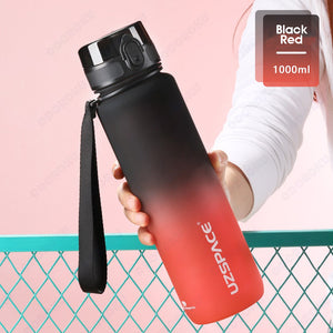 ODOROKU Gradient Frosted BPA Free Water Bottle 500ml 1000ml 1 Litre USA Tritan Food Grade Material Easy One-Hand Opening Cover Leak-proof Safety Lock Nylong Strap Ideal for Outdoor Sports Exercise Cycling Tritan Water Bottle - ODOROKU