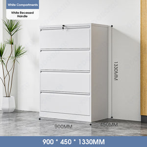 ODOROKU 2/3/4 Tiers Vertical Steel Metal File Office Cabinet Storage Drawer With Lock Office Sliding Pull Out Aesthetic Smooth Drawers Box Convenient Recessed Handle & Finger Pull High Capacity Heavy Duty Strong Load Bearing For A4 Size Files Letters - ODOROKU