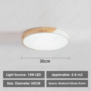 ODOROKU Circle Modern LED Ceiling Light Minimalist Wood Style Flush Mount Ceiling Light Fixture Circle Lighting Lamp with Acrylic Lampshade for Bedroom Living Room Dining Room Laundry Black White - ODOROKU