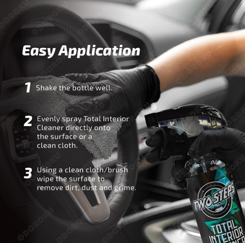 ODOROKU x Two Steps Detailing Total Interior Cleaner 500ml / 5 Litre Eco Refill Cherry Scent Non Greasy for Leather Plastic Vinyl Fabric Glass Car Interior Detailing Leather Repair Interior Clean Spray - ODOROKU