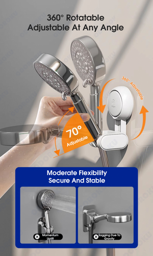 ODOROKU x Taili Shower Head Holder One Push Suction Cup No Drilling Waterproof Shower Head Bracket Height Angle Adjustable Shower Head Hanger for Bathroom Wall Mounted Towel Wand for Showerhead Holder Removable White - ODOROKU