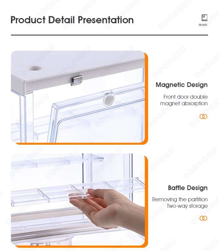 ODOROKU Popmart Display Case with Magnetic Door and Removable Shelves Acrylic Display Box Stackable Dustproof Display Box for Collectibles Toys Figures Storage Easy to Assemble - ODOROKU