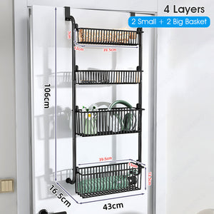 ODOROKU Over the Door Hanging Basket Organizer Shower Caddy 4/6 Tiers Door Organizer Suction Cup Pantry Organizer Storage Hanging Spice Rack for Kitchen Bathroom Bedroom - ODOROKU