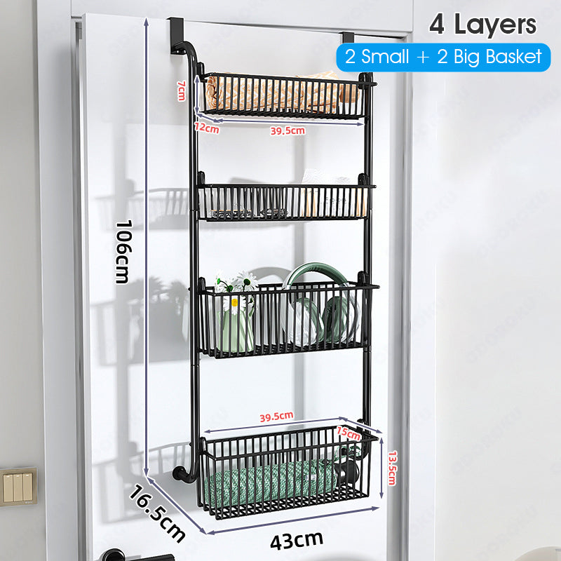 ODOROKU Over the Door Hanging Basket Organizer Shower Caddy 4/6 Tiers Door Organizer Suction Cup Pantry Organizer Storage Hanging Spice Rack for Kitchen Bathroom Bedroom - ODOROKU