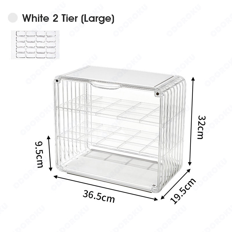 ODOROKU Popmart Stackable Display Case with Magnetic Door and Removable Shelves Acrylic Display Box Stackable Dustproof Display Box for Collectibles Toys Figures Storage Easy to Assemble - ODOROKU