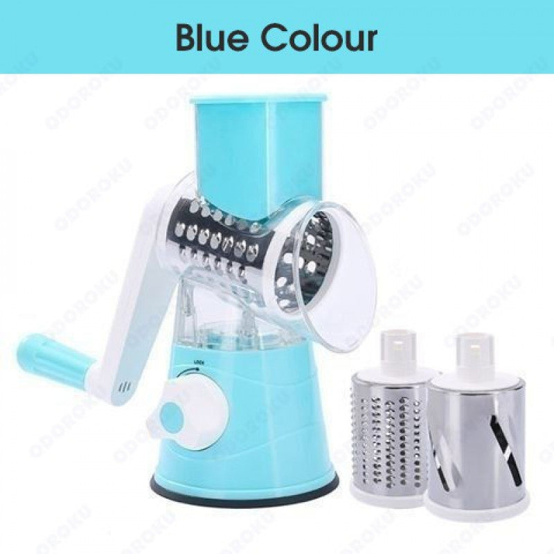 ODOROKU Manual Rotary Cheese Grater Round Mandoline Slicer with Strong Suction Base, Vegetable Slicer Nuts Grinder Cheese Shredder - ODOROKU