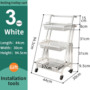 ODOROKU 3 Tiers Adjustable Angle Utility Carts with Wheels Multipurpose Rack Storage Shelf Trolley Cart Heavy Duty Shelf - ODOROKU